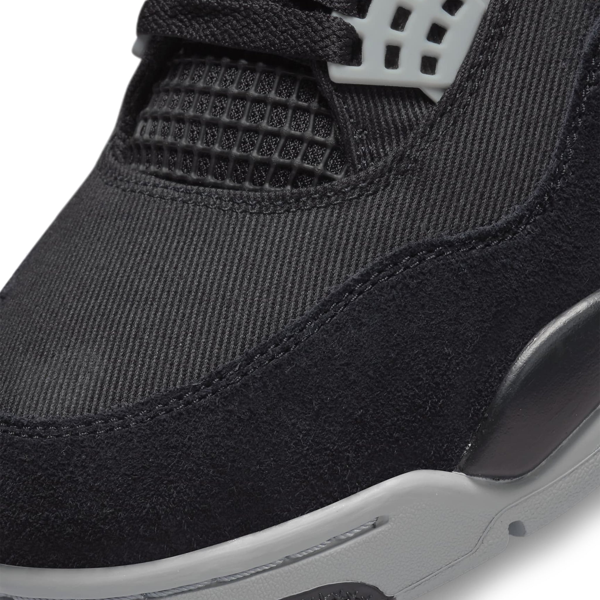 Toe box view of Air Jordan 4 Retro SE Black Canvas DH7138-006